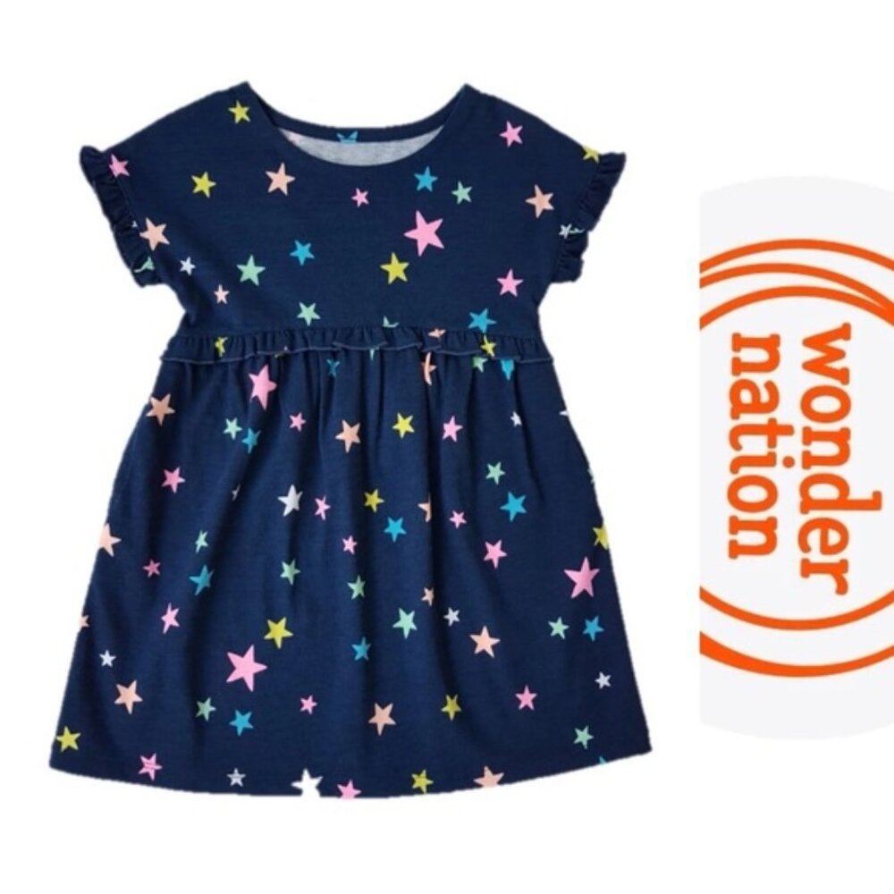 Wonder Nation | “Blue Cove” Toddler Girl's Ruffle Dress | Size 3T
